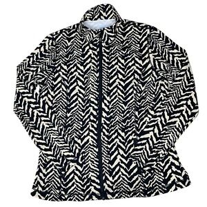 J McLaughlin Tan/Black Zebra Print Full Zip Jacket-XL